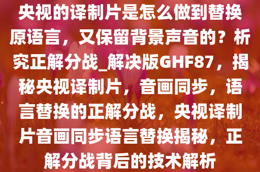 央视的译制片是怎么做到替换原语言，又保留背景声音的？析究正解分战_解决版GHF87，揭秘央视译制片，音画同步，语言替换的正解分战，央视译制片音画同步语言替换揭秘，正解分战背后的技术解析
