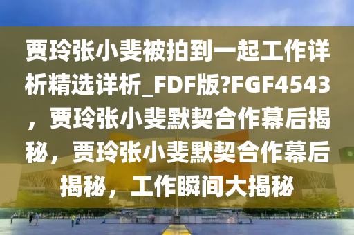 贾玲张小斐被拍到一起工作详析精选详析_FDF版?FGF4543，贾玲张小斐默契合作幕后揭秘，贾玲张小斐默契合作幕后揭秘，工作瞬间大揭秘