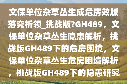 文保单位杂草丛生成危房效版落究析领_挑战版?GH489，文保单位杂草丛生隐患解析，挑战版GH489下的危房困境，文保单位杂草丛生危房困境解析，挑战版GH489下的隐患研究