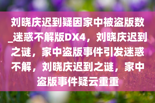 刘晓庆迟到疑因家中被盗版数_迷惑不解版DX4，刘晓庆迟到之谜，家中盗版事件引发迷惑不解，刘晓庆迟到之谜，家中盗版事件疑云重重