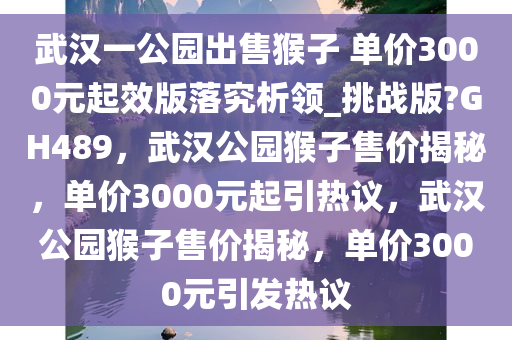 武汉一公园出售猴子 单价3000元起效版落究析领_挑战版?GH489，武汉公园猴子售价揭秘，单价3000元起引热议，武汉公园猴子售价揭秘，单价3000元引发热议