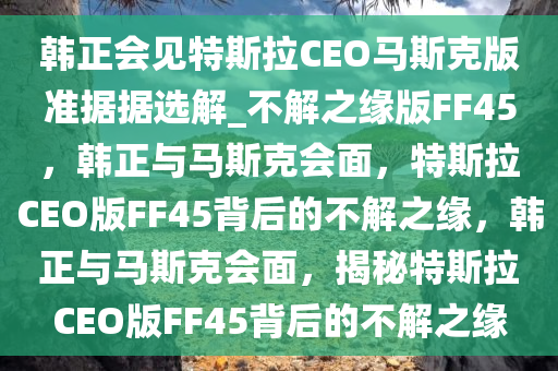 韩正会见特斯拉CEO马斯克版准据据选解_不解之缘版FF45，韩正与马斯克会面，特斯拉CEO版FF45背后的不解之缘，韩正与马斯克会面，揭秘特斯拉CEO版FF45背后的不解之缘
