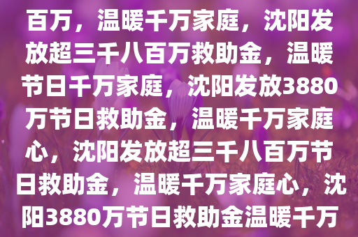 沈阳发放两节救助金超三千八百万，温暖千万家庭，沈阳发放超三千八百万救助金，温暖节日千万家庭，沈阳发放3880万节日救助金，温暖千万家庭心，沈阳发放超三千八百万节日救助金，温暖千万家庭心，沈阳3880万节日救助金温暖千万家庭心