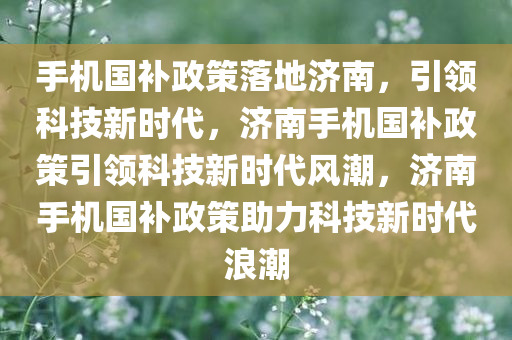 手机国补政策落地济南，引领科技新时代，济南手机国补政策引领科技新时代风潮，济南手机国补政策助力科技新时代浪潮