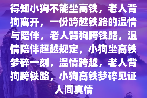 得知小狗不能坐高铁，老人背狗离开，一份跨越铁路的温情与陪伴，老人背狗跨铁路，温情陪伴超越规定，小狗坐高铁梦碎一刻，温情跨越，老人背狗跨铁路，小狗高铁梦碎见证人间真情