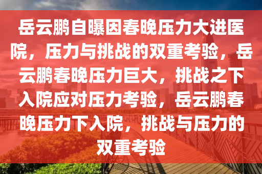 岳云鹏自曝因春晚压力大进医院，压力与挑战的双重考验，岳云鹏春晚压力巨大，挑战之下入院应对压力考验，岳云鹏春晚压力下入院，挑战与压力的双重考验