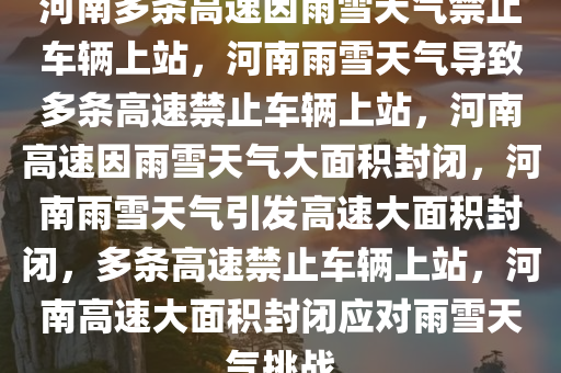 河南多条高速因雨雪天气禁止车辆上站，河南雨雪天气导致多条高速禁止车辆上站，河南高速因雨雪天气大面积封闭，河南雨雪天气引发高速大面积封闭，多条高速禁止车辆上站，河南高速大面积封闭应对雨雪天气挑战
