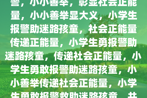 4名小学生路遇走失萌娃果断报警，小小善举，彰显社会正能量，小小善举显大义，小学生报警助迷路孩童，社会正能量传递正能量，小学生勇报警助迷路孩童，传递社会正能量，小学生勇敢报警助迷路孩童，小小善举传递社会正能量，小学生勇敢报警救助迷路孩童，共筑社会正能量防线