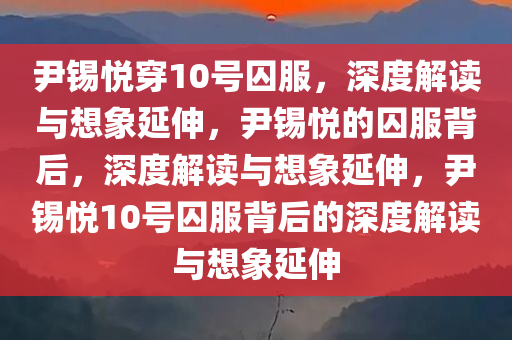 尹锡悦穿10号囚服，深度解读与想象延伸，尹锡悦的囚服背后，深度解读与想象延伸，尹锡悦10号囚服背后的深度解读与想象延伸