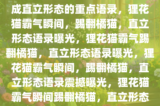 狸花猫的霸气瞬间，将橘猫踢成直立形态的重点语录，狸花猫霸气瞬间，踢翻橘猫，直立形态语录曝光，狸花猫霸气踢翻橘猫，直立形态语录曝光，狸花猫霸气瞬间，踢翻橘猫，直立形态语录震撼曝光，狸花猫霸气瞬间踢翻橘猫，直立形态语录震撼呈现