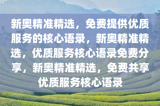 新奥精准精选，免费提供优质服务的核心语录，新奥精准精选，优质服务核心语录免费分享，新奥精准精选，免费共享优质服务核心语录
