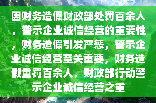 因财务造假财政部处罚百余人，警示企业诚信经营的重要性，财务造假引发严惩，警示企业诚信经营至关重要，财务造假重罚百余人，财政部行动警示企业诚信经营之重