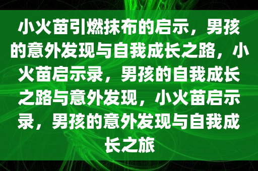 小火苗引燃抹布的启示，男孩的意外发现与自我成长之路，小火苗启示录，男孩的自我成长之路与意外发现，小火苗启示录，男孩的意外发现与自我成长之旅
