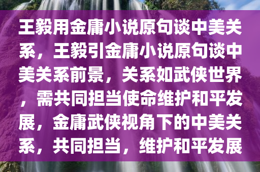 王毅用金庸小说原句谈中美关系，王毅引金庸小说原句谈中美关系前景，关系如武侠世界，需共同担当使命维护和平发展，金庸武侠视角下的中美关系，共同担当，维护和平发展