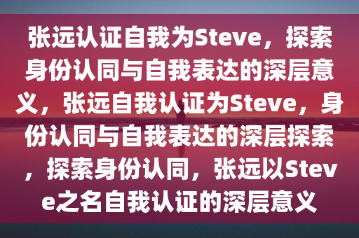 张远认证自我为Steve，探索身份认同与自我表达的深层意义，张远自我认证为Steve，身份认同与自我表达的深层探索，探索身份认同，张远以Steve之名自我认证的深层意义