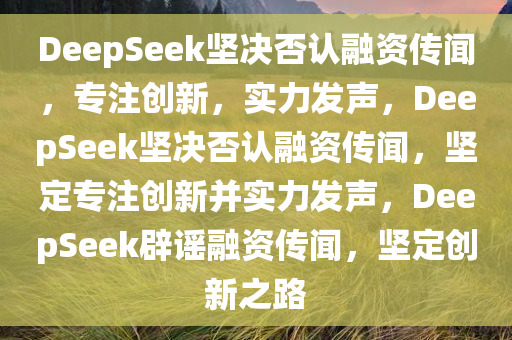 DeepSeek坚决否认融资传闻，专注创新，实力发声，DeepSeek坚决否认融资传闻，坚定专注创新并实力发声，DeepSeek辟谣融资传闻，坚定创新之路