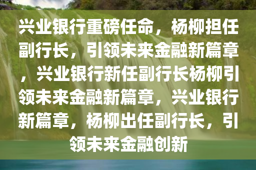 兴业银行重磅任命，杨柳担任副行长，引领未来金融新篇章，兴业银行新任副行长杨柳引领未来金融新篇章，兴业银行新篇章，杨柳出任副行长，引领未来金融创新