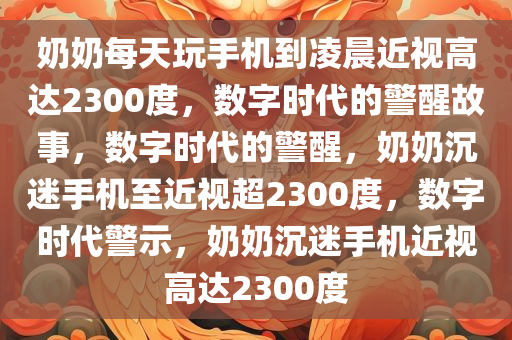奶奶每天玩手机到凌晨近视高达2300度，数字时代的警醒故事，数字时代的警醒，奶奶沉迷手机至近视超2300度，数字时代警示，奶奶沉迷手机近视高达2300度