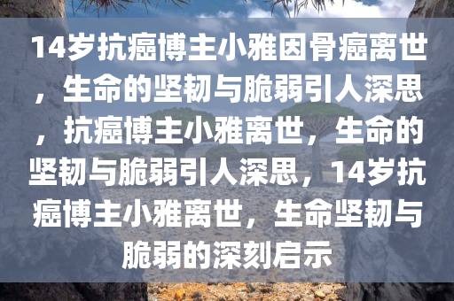 14岁抗癌博主小雅因骨癌离世，生命的坚韧与脆弱引人深思，抗癌博主小雅离世，生命的坚韧与脆弱引人深思，14岁抗癌博主小雅离世，生命坚韧与脆弱的深刻启示