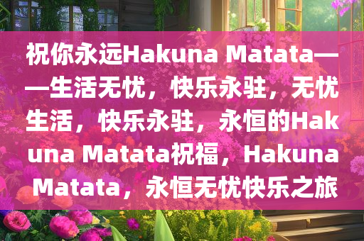 祝你永远Hakuna Matata——生活无忧，快乐永驻，无忧生活，快乐永驻，永恒的Hakuna Matata祝福，Hakuna Matata，永恒无忧快乐之旅