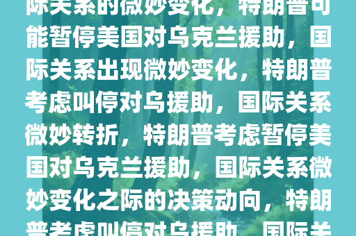 特朗普或叫停美国对乌援助，国际关系的微妙变化，特朗普可能暂停美国对乌克兰援助，国际关系出现微妙变化，特朗普考虑叫停对乌援助，国际关系微妙转折，特朗普考虑暂停美国对乌克兰援助，国际关系微妙变化之际的决策动向，特朗普考虑叫停对乌援助，国际关系转折点临近