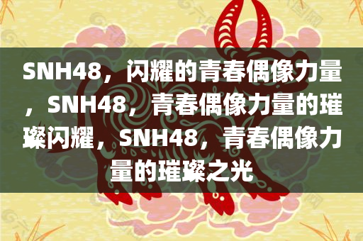 SNH48，闪耀的青春偶像力量，SNH48，青春偶像力量的璀璨闪耀，SNH48，青春偶像力量的璀璨之光