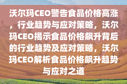 沃尔玛CEO警告食品价格高涨，行业趋势与应对策略，沃尔玛CEO揭示食品价格飙升背后的行业趋势及应对策略，沃尔玛CEO解析食品价格飙升趋势与应对之道