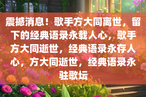震撼消息！歌手方大同离世，留下的经典语录永载人心，歌手方大同逝世，经典语录永存人心，方大同逝世，经典语录永驻歌坛