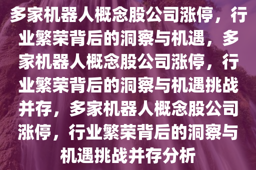 多家机器人概念股公司涨停，行业繁荣背后的洞察与机遇，多家机器人概念股公司涨停，行业繁荣背后的洞察与机遇挑战并存，多家机器人概念股公司涨停，行业繁荣背后的洞察与机遇挑战并存分析