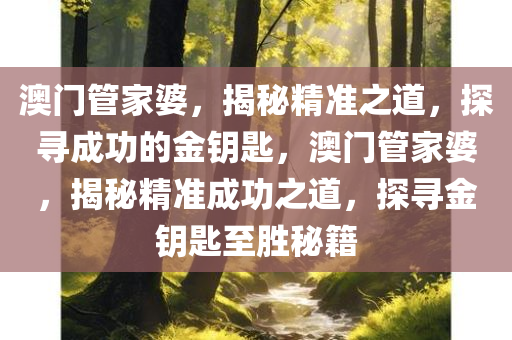 澳门管家婆，揭秘精准之道，探寻成功的金钥匙，澳门管家婆，揭秘精准成功之道，探寻金钥匙至胜秘籍今晚必出三肖2025_2025新澳门精准免费提供·精确判断