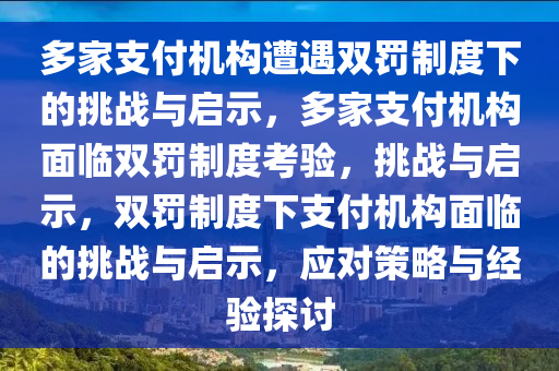 多家支付机构遭遇双罚制度下的挑战与启示，多家支付机构面临双罚制度考验，挑战与启示，双罚制度下支付机构面临的挑战与启示，应对策略与经验探讨今晚必出三肖2025_2025新澳门精准免费提供·精确判断