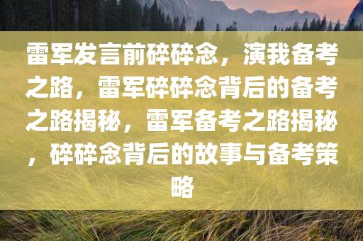 雷军发言前碎碎念，演我备考之路，雷军碎碎念背后的备考之路揭秘，雷军备考之路揭秘，碎碎念背后的故事与备考策略今晚必出三肖2025_2025新澳门精准免费提供·精确判断