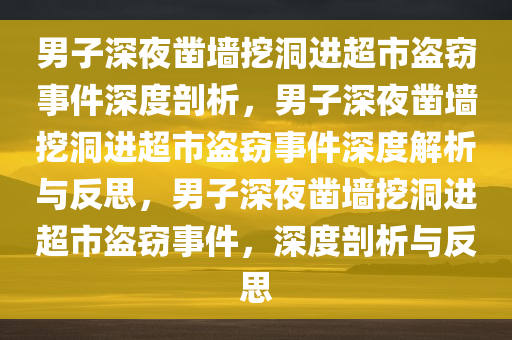 男子深夜凿墙挖洞进超市盗窃事件深度剖析，男子深夜凿墙挖洞进超市盗窃事件深度解析与反思，男子深夜凿墙挖洞进超市盗窃事件，深度剖析与反思