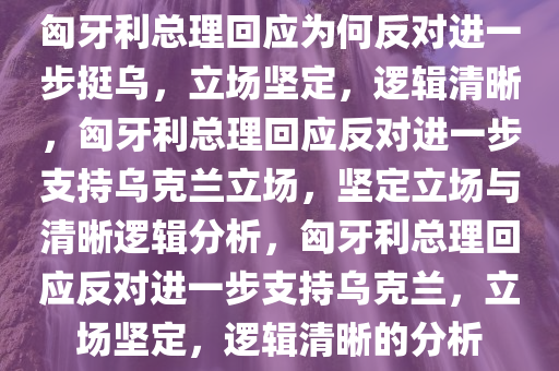 匈牙利总理回应为何反对进一步挺乌，立场坚定，逻辑清晰，匈牙利总理回应反对进一步支持乌克兰立场，坚定立场与清晰逻辑分析，匈牙利总理回应反对进一步支持乌克兰，立场坚定，逻辑清晰的分析