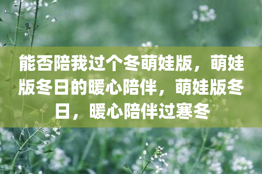 能否陪我过个冬萌娃版，萌娃版冬日的暖心陪伴，萌娃版冬日，暖心陪伴过寒冬