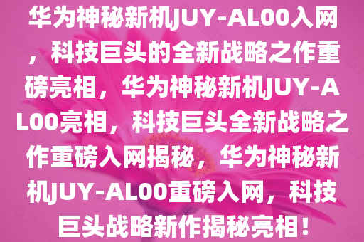 华为神秘新机JUY-AL00入网，科技巨头的全新战略之作重磅亮相，华为神秘新机JUY-AL00亮相，科技巨头全新战略之作重磅入网揭秘，华为神秘新机JUY-AL00重磅入网，科技巨头战略新作揭秘亮相！