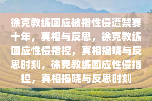 徐克教练回应被指性侵遭禁赛十年，真相与反思，徐克教练回应性侵指控，真相揭晓与反思时刻，徐克教练回应性侵指控，真相揭晓与反思时刻