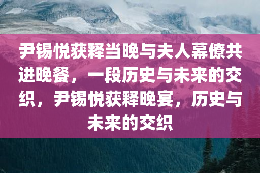 尹锡悦获释当晚与夫人幕僚共进晚餐，一段历史与未来的交织，尹锡悦获释晚宴，历史与未来的交织