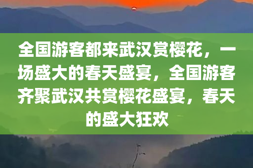 全国游客都来武汉赏樱花，一场盛大的春天盛宴，全国游客齐聚武汉共赏樱花盛宴，春天的盛大狂欢
