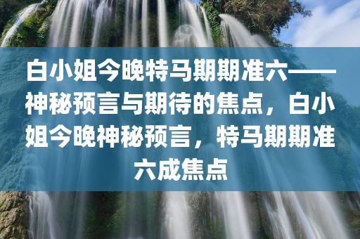 白小姐今晚特马期期准六——神秘预言与期待的焦点，白小姐今晚神秘预言，特马期期准六成焦点