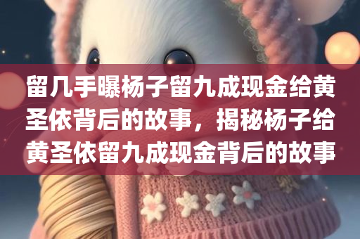 留几手曝杨子留九成现金给黄圣依背后的故事，揭秘杨子给黄圣依留九成现金背后的故事