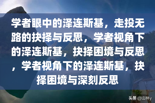学者眼中的泽连斯基，走投无路的抉择与反思，学者视角下的泽连斯基，抉择困境与反思，学者视角下的泽连斯基，抉择困境与深刻反思