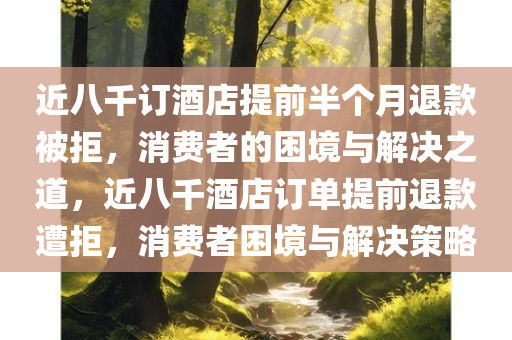 近八千订酒店提前半个月退款被拒，消费者的困境与解决之道，近八千酒店订单提前退款遭拒，消费者困境与解决策略