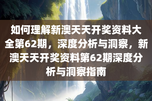 如何理解新澳天天开奖资料大全第62期，深度分析与洞察，新澳天天开奖资料第62期深度分析与洞察指南
