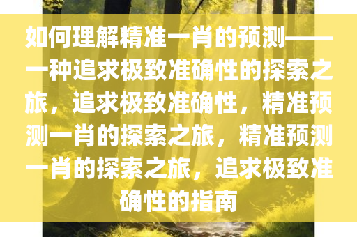 如何理解精准一肖的预测——一种追求极致准确性的探索之旅，追求极致准确性，精准预测一肖的探索之旅，精准预测一肖的探索之旅，追求极致准确性的指南