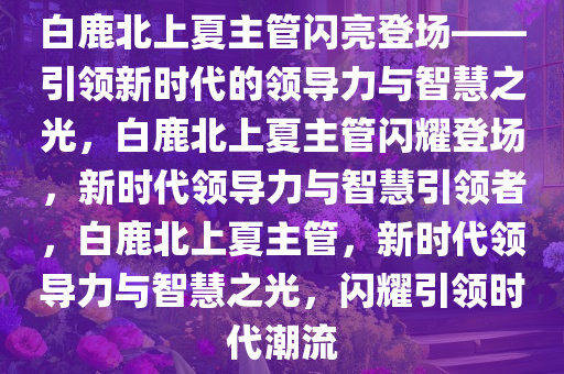 白鹿北上夏主管闪亮登场——引领新时代的领导力与智慧之光，白鹿北上夏主管闪耀登场，新时代领导力与智慧引领者，白鹿北上夏主管，新时代领导力与智慧之光，闪耀引领时代潮流