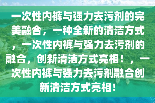 一次性内裤与强力去污剂的完美融合，一种全新的清洁方式，一次性内裤与强力去污剂的融合，创新清洁方式亮相！，一次性内裤与强力去污剂融合创新清洁方式亮相！