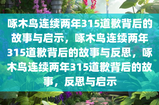 啄木鸟连续两年315道歉背后的故事与启示，啄木鸟连续两年315道歉背后的故事与反思，啄木鸟连续两年315道歉背后的故事，反思与启示