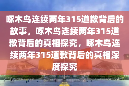 啄木鸟连续两年315道歉背后的故事，啄木鸟连续两年315道歉背后的真相探究，啄木鸟连续两年315道歉背后的真相深度探究
