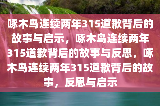 啄木鸟连续两年315道歉背后的故事与启示，啄木鸟连续两年315道歉背后的故事与反思，啄木鸟连续两年315道歉背后的故事，反思与启示